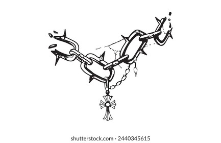 American tradition cross chain tattoo