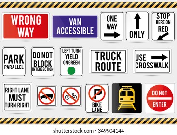 American traffic signs.
Vector illustration of traffic signs. 