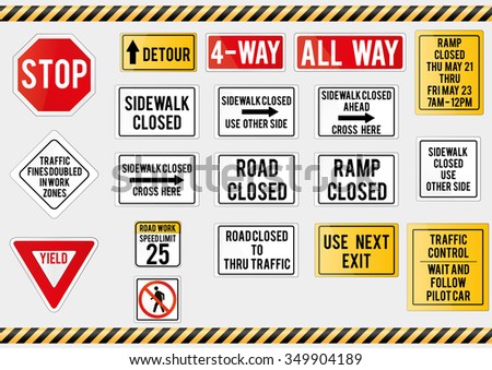American traffic signs.
Vector illustration of traffic signs. 