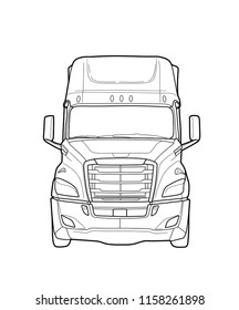 American trailer truck black and white sketch