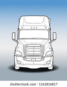 American trailer truck black and white sketch