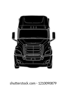 American trailer truck black and white sketch