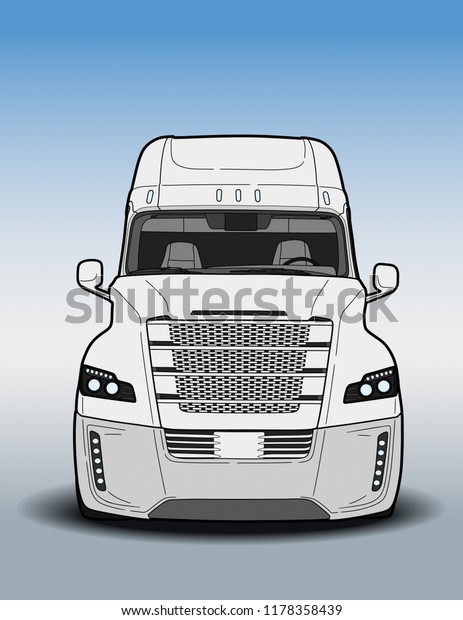 American trailer\
truck black and white\
sketch