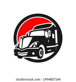 american transport truck illustration logo design