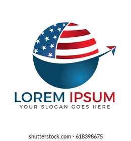 American Travel agency logo. Travel america logo. USA tourism.