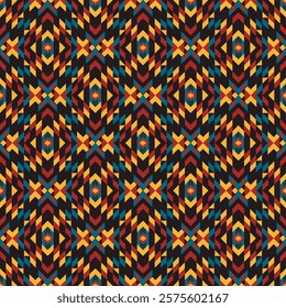 American tribal ethnic native pattern seamless.Traditional Navajo,Aztec,Apache,Southwest and Mexican style fabric pattern.Abstract vector motif pattern.For fabric,clothing,blanket,woven,wrap,decorate.