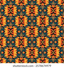 American tribal ethnic native pattern seamless.Traditional Navajo,Aztec,Apache,Southwest and Mexican style fabric pattern.Abstract vector motif pattern.For fabric,clothing,blanket,woven,wrap,decorate.