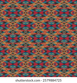 American tribal ethnic native pattern seamless.Traditional Navajo,Aztec,Apache,Southwest and Mexican style fabric pattern.Abstract vector motif pattern.For fabric,clothing,blanket,woven,wrap,decorate.