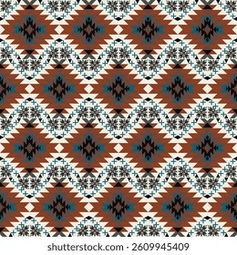 American tribal ethnic native pattern seamless.Traditional Navajo,Aztec,Apache,Southwest and Mexican style fabric pattern.Abstract vector motif pattern.For fabric,clothing,blanket,woven,wrap,decorate.