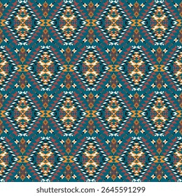 American tribal ethnic native pattern seamless.Traditional Navajo,Aztec,Apache,Southwest and Mexican style fabric pattern.Abstract vector motif pattern.For fabric,clothing,blanket,woven,wrap,decorate.