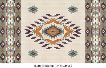 American tribal ethnic native pattern.Traditional Navajo,Aztec,Apache,Southwest and Mexican style fabric pattern.Abstract vector motifs pattern.For fabric,clothing,blanket,carpet,woven,wrap,decoration