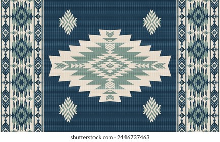 Patrón de tela de estilo tradicional navajo, azteca, apache, suroeste y mexicano. Patrón de motivos de Vector Abstractas. Para tela, ropa, manta, alfombra, tejido, envoltura, decoración