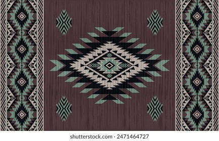 Patrón de tela de estilo tradicional navajo, azteca, apache, suroeste y mexicano. Patrón de motivos de Vector Abstractas. Para tela, ropa, manta, alfombra, tejido, envoltura, decoración