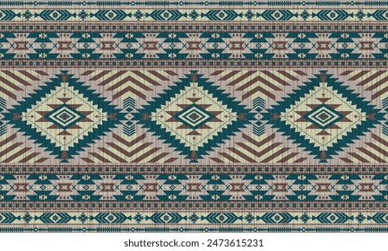 Patrón de tela de estilo tradicional navajo, azteca, apache, suroeste y mexicano. Patrón de motivos de Vector Abstractas. Para tela, ropa, manta, alfombra, tejido, envoltura, decoración
