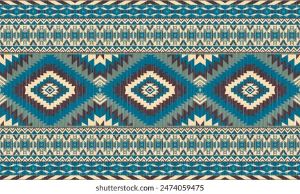 American tribal ethnic native pattern.Traditional Navajo,Aztec,Apache,Southwest and Mexican style fabric pattern.Abstract vector motifs pattern.For fabric,clothing,blanket,carpet,woven,wrap,decoration