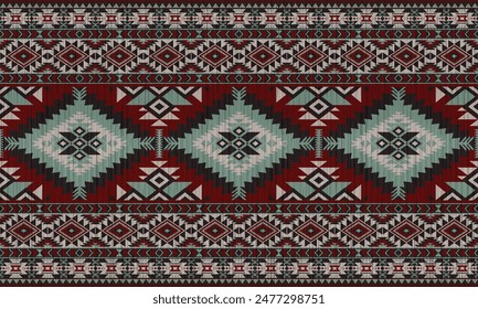 American tribal ethnic native pattern.Traditional Navajo,Aztec,Apache,Southwest and Mexican style fabric pattern.Abstract vector motifs pattern.For fabric,clothing,blanket,carpet,woven,wrap,decoration