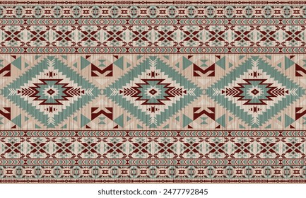 American tribal ethnic native pattern.Traditional Navajo,Aztec,Apache,Southwest and Mexican style fabric pattern.Abstract vector motifs pattern.For fabric,clothing,blanket,carpet,woven,wrap,decoration