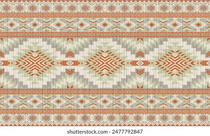 American tribal ethnic native pattern.Traditional Navajo,Aztec,Apache,Southwest and Mexican style fabric pattern.Abstract vector motifs pattern.For fabric,clothing,blanket,carpet,woven,wrap,decoration