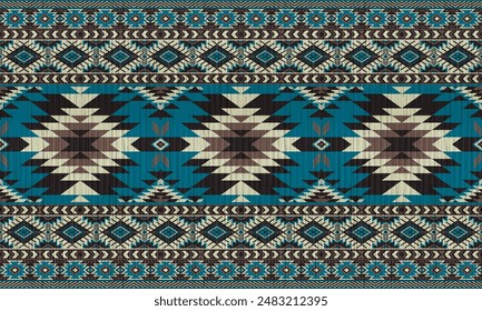 American tribal ethnic native pattern.Traditional Navajo,Aztec,Apache,Southwest and Mexican style fabric pattern.Abstract vector motifs pattern.For fabric,clothing,blanket,carpet,woven,wrap,decoration