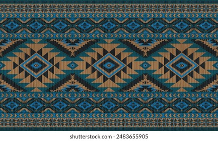 American tribal ethnic native pattern.Traditional Navajo,Aztec,Apache,Southwest and Mexican style fabric pattern.Abstract vector motifs pattern.For fabric,clothing,blanket,carpet,woven,wrap,decoration
