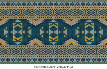 Patrón de tela de estilo tradicional navajo, azteca, apache, suroeste y mexicano. Patrón de motivos de Vector Abstractas. Para tela, ropa, manta, alfombra, tejido, envoltura, decoración