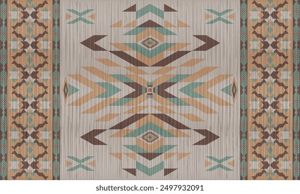American tribal ethnic native pattern.Traditional Navajo,Aztec,Apache,Southwest and Mexican style fabric pattern.Abstract vector motifs pattern.For fabric,clothing,blanket,carpet,woven,wrap,decoration
