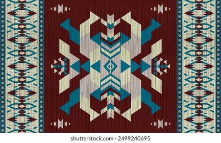 American tribal ethnic native pattern.Traditional Navajo,Aztec,Apache,Southwest and Mexican style fabric pattern.Abstract vector motifs pattern.For fabric,clothing,blanket,carpet,woven,wrap,decoration