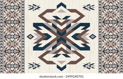 Patrón nativo étnico tribal americano. Patrón tradicional de tela de estilo navajo, azteca, apache, suroeste y mexicano. Patrón de motivos de Vector Abstractas. Para tela, ropa, manta, alfombra, tejido, abrigo, decoración