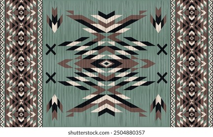 American tribal ethnic native pattern.Traditional Navajo,Aztec,Apache,Southwest and Mexican style fabric pattern.Abstract vector motifs pattern.For fabric,clothing,blanket,carpet,woven,wrap,decoration