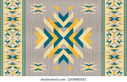 American tribal ethnic native pattern.Traditional Navajo,Aztec,Apache,Southwest and Mexican style fabric pattern.Abstract vector motifs pattern.For fabric,clothing,blanket,carpet,woven,wrap,decoration