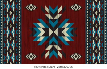 American tribal ethnic native pattern.Traditional Navajo,Aztec,Apache,Southwest and Mexican style fabric pattern.Abstract vector motifs pattern.For fabric,clothing,blanket,carpet,woven,wrap,decoration