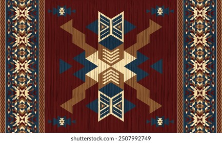 American tribal ethnic native pattern.Traditional Navajo,Aztec,Apache,Southwest and Mexican style fabric pattern.Abstract vector motifs pattern.For fabric,clothing,blanket,carpet,woven,wrap,decoration