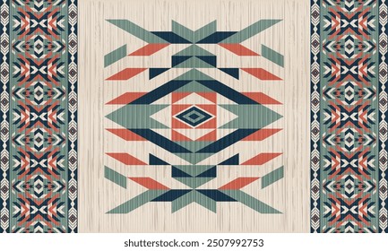 American tribal ethnic native pattern.Traditional Navajo,Aztec,Apache,Southwest and Mexican style fabric pattern.Abstract vector motifs pattern.For fabric,clothing,blanket,carpet,woven,wrap,decoration