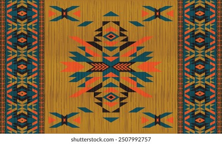 American tribal ethnic native pattern.Traditional Navajo,Aztec,Apache,Southwest and Mexican style fabric pattern.Abstract vector motifs pattern.For fabric,clothing,blanket,carpet,woven,wrap,decoration