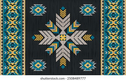 American tribal ethnic native pattern.Traditional Navajo,Aztec,Apache,Southwest and Mexican style fabric pattern.Abstract vector motifs pattern.For fabric,clothing,blanket,carpet,woven,wrap,decoration