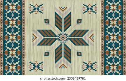 American tribal ethnic native pattern.Traditional Navajo,Aztec,Apache,Southwest and Mexican style fabric pattern.Abstract vector motifs pattern.For fabric,clothing,blanket,carpet,woven,wrap,decoration