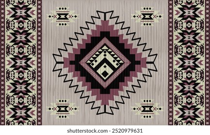 American tribal ethnic native pattern.Traditional Navajo,Aztec,Apache,Southwest and Mexican style fabric pattern.Abstract vector motifs pattern.For fabric,clothing,blanket,carpet,woven,wrap,decoration
