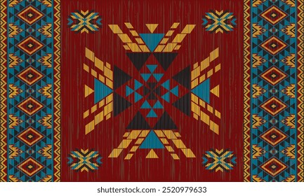 American tribal ethnic native pattern.Traditional Navajo,Aztec,Apache,Southwest and Mexican style fabric pattern.Abstract vector motifs pattern.For fabric,clothing,blanket,carpet,woven,wrap,decoration