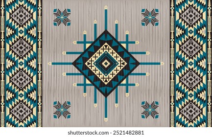 American tribal ethnic native pattern.Traditional Navajo,Aztec,Apache,Southwest and Mexican style fabric pattern.Abstract vector motifs pattern.For fabric,clothing,blanket,carpet,woven,wrap,decoration
