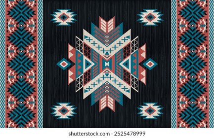 American tribal ethnic native pattern.Traditional Navajo,Aztec,Apache,Southwest and Mexican style fabric pattern.Abstract vector motifs pattern.For fabric,clothing,blanket,carpet,woven,wrap,decoration