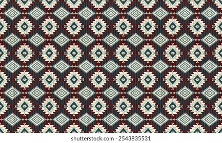 American tribal ethnic native pattern.Traditional Navajo,Aztec,Apache,Southwest and Mexican style fabric pattern.Abstract vector motifs pattern.For fabric,clothing,blanket,carpet,woven,wrap,decoration