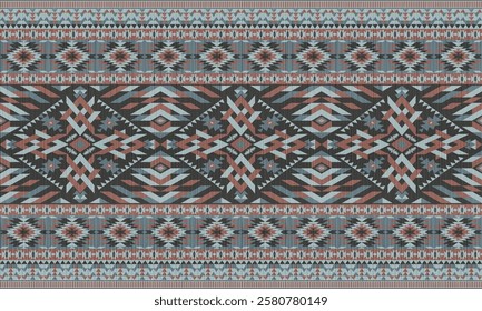 American tribal ethnic native pattern.Traditional Navajo,Aztec,Apache,Southwest and Mexican style fabric pattern.Abstract vector motif pattern.For fabric,clothing,blanket,carpet,woven,wrap,decoration.