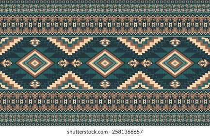 American tribal ethnic native pattern.Traditional Navajo,Aztec,Apache,Southwest and Mexican style fabric pattern.Abstract vector motif pattern.For fabric,clothing,blanket,carpet,woven,wrap,decoration.