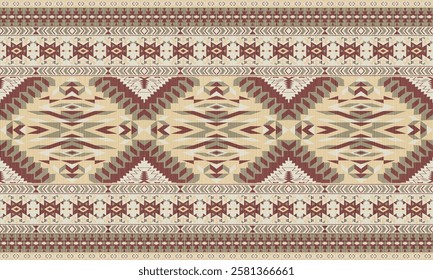 American tribal ethnic native pattern.Traditional Navajo,Aztec,Apache,Southwest and Mexican style fabric pattern.Abstract vector motif pattern.For fabric,clothing,blanket,carpet,woven,wrap,decoration.