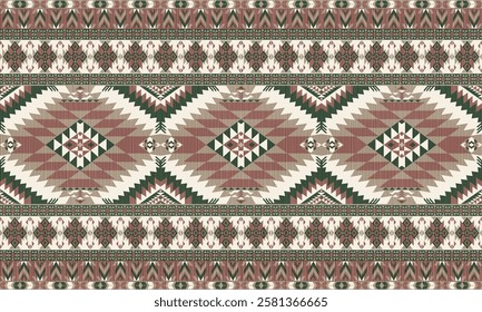 American tribal ethnic native pattern.Traditional Navajo,Aztec,Apache,Southwest and Mexican style fabric pattern.Abstract vector motif pattern.For fabric,clothing,blanket,carpet,woven,wrap,decoration.