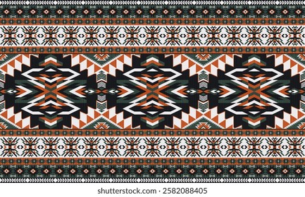 American tribal ethnic native pattern.Traditional Navajo,Aztec,Apache,Southwest and Mexican style fabric pattern.Abstract vector motif pattern.For fabric,clothing,blanket,carpet,woven,wrap,decoration.