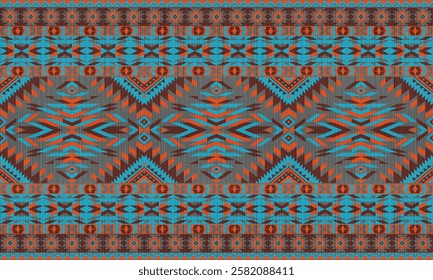 American tribal ethnic native pattern.Traditional Navajo,Aztec,Apache,Southwest and Mexican style fabric pattern.Abstract vector motif pattern.For fabric,clothing,blanket,carpet,woven,wrap,decoration.