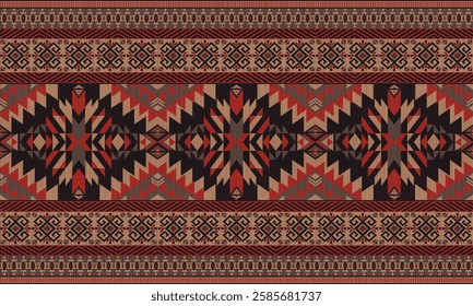 American tribal ethnic native pattern.Traditional Navajo,Aztec,Apache,Southwest and Mexican style fabric pattern.Abstract vector motif pattern.For fabric,clothing,blanket,carpet,woven,wrap,decoration.