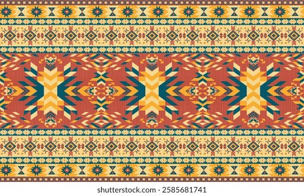 American tribal ethnic native pattern.Traditional Navajo,Aztec,Apache,Southwest and Mexican style fabric pattern.Abstract vector motif pattern.For fabric,clothing,blanket,carpet,woven,wrap,decoration.