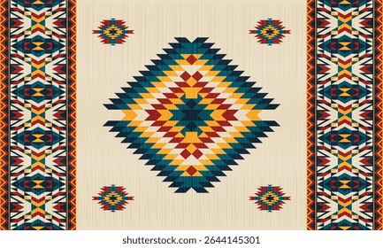 Padrão nativo étnico americano.Tradicional Navajo,Asteca,Apache,Sudoeste e estilo mexicano padrão de tecido.Motivo vetorial abstrato pattern.For tecido,roupas,cobertor,tapete,tecido,envoltório,decoração.